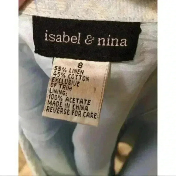 Isabel Nina Skirt 8 Slub Floral Trumpet 55% Linen - Picture 7 of 10